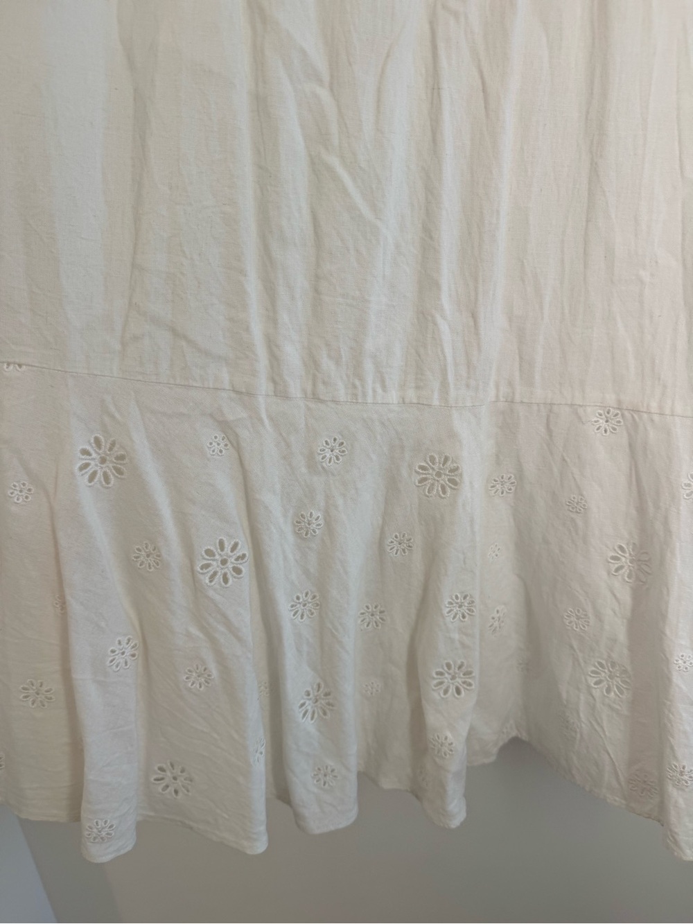 Zara White Eyelet Tiered Maxi Skirt